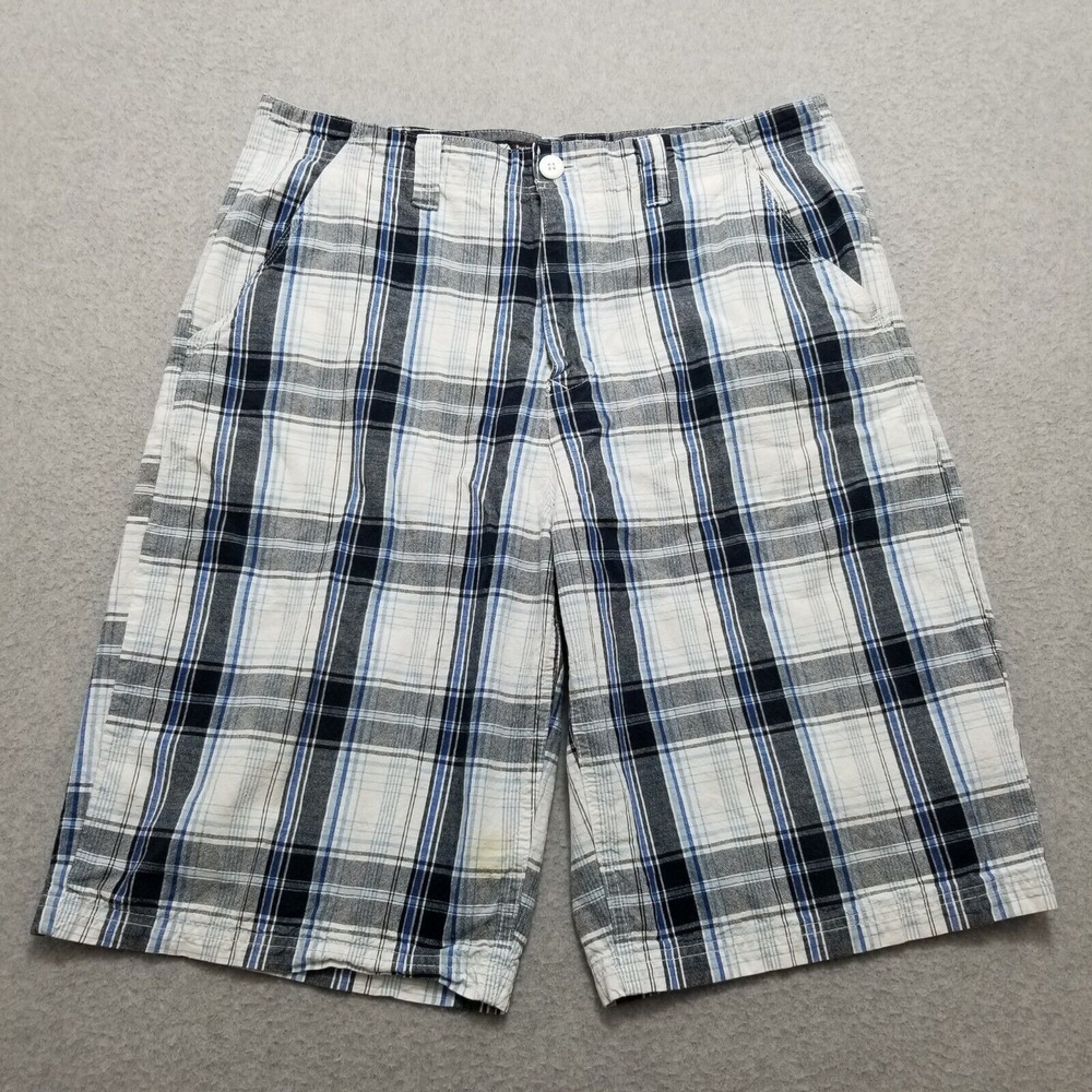 Southpole Shorts Mens 36 White Plaid Pockets Chino Casual Outdoor‎